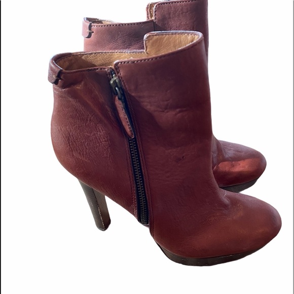 Coach Chryssa brown leather Platform heeled Boots size 8 - Picture 3 of 5